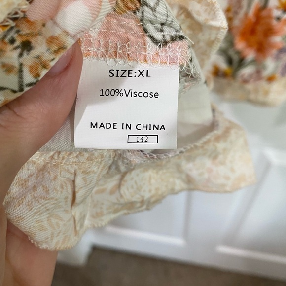 Bohemian White Floral Top Boutique Viscose Long Sleeve Flowy - Picture 8 of 9